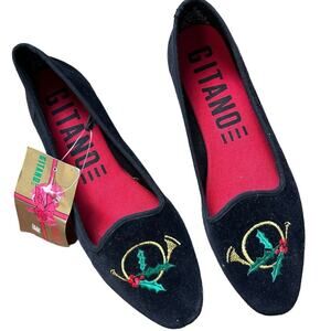 NWT Vintage Gitano Christmas Velvet Slip On Shoes Size 9